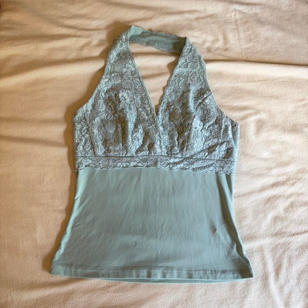 VINTAGE Y2K LACE HALTER TANK - MADE IN USA